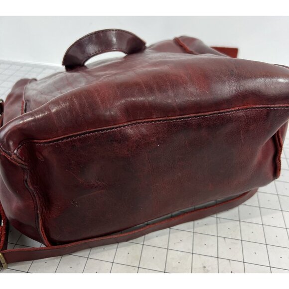 MALEDETTI TOSCANI Florence ITALY Tooled Red Leather Tote Bag Purse - Picture 8 of 15